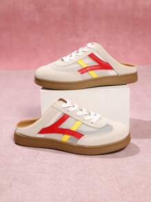 Women's Summer Mesh Slippers, Retro German Style Backless Slip-On Flat Casual Sports Sandals