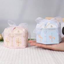 10PCS Najlepsze życzenia Elegancki Jednorożec Cukierki Torba, Weselne Przyjęcie Pudełko Upominkowe Z Wstążką Torby Prezentowe Czekoladowe Cukierki Opakowania Pudełka Prezentowe, Seria Karuzeli Urodzinowe Przyjęcie Pamięć, Pojedyncze Przyjęcie