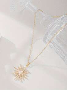 1 stuk uniek ontwerp mode kristallen maan, zon, ster hanger ketting, elegante veelzijdige kraag ketting, geschikt voor vrouwen voor dagelijks gebruik en feestaccessoires, cadeau