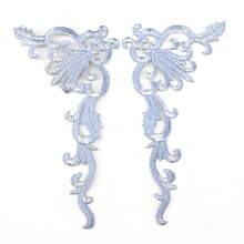 1 Par De Remendos Adesivos De Derretimento Quente Da Flor Do Bordado Da Cor Dourada Para O Vestido De Casamento Floral Applique Remendo Traje Decorar - Ouro - Ver 4