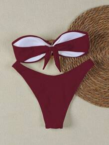 Polovedo Official Sexy Solid Color Bandeau Bikini Swimwear
