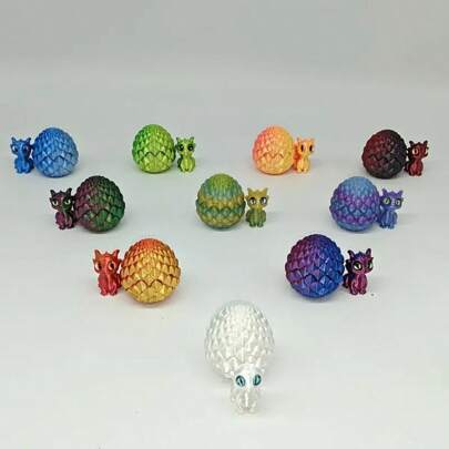 3D bedrucktes dekoratives Drachenei mit Baby Drachen darin, farbiger Kunststoff Dekor, einzigartiges, kreatives Zuhause Geschenk, Feiertagsdekoration, passend für Valentinstag, Weihnachten, Thanksgiving (zufällige Augenfarbe)