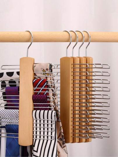 1pc Wooden Necktie Organizer Rack, 20-Slot Tie Storage Case, 360° Rotatable Space-Saving Tie, Belt & Scarf Hanger For Closet, Premium Beech Wood Material, Natural Wood Color, Perfect Gift For Boyfriend, Father, Multi-Functional Necktie & Bowtie Hanger For Large Capacity Storage, Ideal For Hanging 20 Ties, Men's Closet Organizer