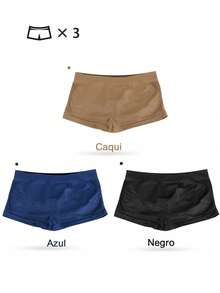 3Pzs/6Pzs Calzones Tipo Bóxer para Mujer - Sin Costuras y Transpirable, Estilo Deportivo, Suaves y Elásticos - Caqui+Azul+Negro - Ver 2