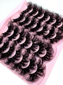 HBZGTLAD Mink Lashes Fluffy 20mm Faux Mink Lashes Cat Eye Big Long False Eyelashes Dramatic Soft 25mm Lash Strips 3D Volume 14 Pairs Strip Eyelashes Pack - 紅色 - 查看 4