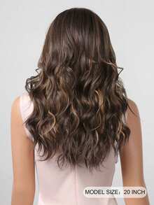 Tóc giả ombre nâu thanh lịch 20 inch, màu nâu pha vàng, kiểu tóc gợn sóng dài rẽ ngôi giữa, làm từ chất liệu tổng hợp, phù hợp cho phụ nữ sử dụng hàng ngày, dự tiệc, cosplay, du lịch nghỉ dưỡng và các dịp khác. - Màu nâu highlight - Xem 6