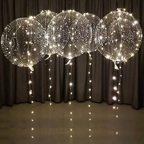 20 Pack Clear Wedding LED Balloons – Warm White Glowing Bobo Balloons For Wedding Decor, Bridal Shower, Photo Backdrop Ideas, Party Supplies, Reusable Indoor Outdoor Lights, Birthday Party Graduation Decoration, Home Decor (Helium & Batteries Not Included)