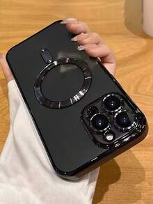 1 件亮面电镀磁性镜头保护壳，适用于 11 12 13 14 15 16 Pro Pro Max、Galaxy A54 S22 S23 S24 S25 Ultra、A54、A55、A16、S20P、S20U、Note10、Note20U、A36、A35、A34、S26、A25、A24、A15、A14、A06、A05、A05S，支持无线充电