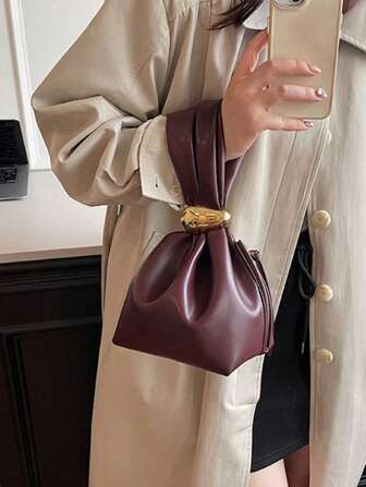 Elegant Versatile Fashion Design Handheld Lantern Shape Tote Bag, High-End Minimalist Women Commute Bag