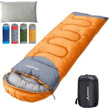 Sleeping Bag With Pillow - 4 Season Lightweight Waterproof Warm Sleeping Bag With A Compression Sack For Adults, Women, Men's Outdoors Camping, Hiking, Backpacking - Orange - View 1