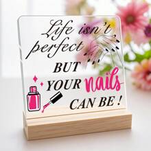 Accesorio de decoración de uñas acrílicas, tablero de exhibición para estudios de manicura, tablero de uñas postizas para fotografía, accesorio de salón de manicura, decoración de estudio de manicura con lema