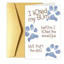 1pc Funny Dog Lover Greeting Card With Envelope – "I Licked My Bum Before I Licked The Envelope" Humorous Design, Perfect For Birthdays, Anniversaries, Friends & Colleagues, Personalizable Message Option, Celebration Card | Whimsical Artwork | Puppy Paw Prints Gifts Birthday Card Mother's Day Wedding Father's Day Boyfriend Gifts Thank You Cards Graduation Bride - Multicolor - View 2