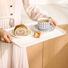 1pc Reusable Breakfast Tray, Rectangular Serving Tray, Fruit Tray, Tea Tray, Dessert Tray, Coffee Cup Tray, Decorative Snack Tray, Bread Tray, Kitchen Supplies, Dining Accessories, Tray For Coffee And Tea, Suitable For Home, Restaurant, Hotel, Cafe, Christmas And Halloween Decor - Multicolor - View 5