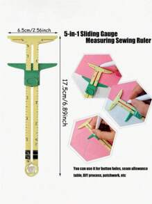 1pc High-Quality 5-In-1 Nancy Measuring Sewing Tool Kit, Includes Sliding Gauge Ruler, Markable Tool For Home Sewing, Quilting, Crafts - Durable Materials, Measurement Guide Markings, Multi-Function Sewing Accessories