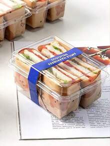 Kraft Paper Sandwich Packaging Box, Takeout Lunch Box For Sandwich, No Sticker - Transparent - View 2