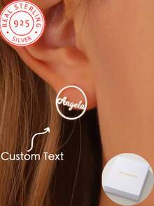 925 Sterling Silver Personalized Name Dangle Earrings - Luxury Style, Christmas Theme For Wedding, Banquet, Customized Birthday Gift, Graduation Gift,Glow & Grace - Silver - View 1