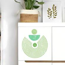 Boho Art Geometric Circle & Semi-Circle Surface & Line Abstract Art Wall Sticker, Plastic Waterproof, Detachable, Self-Adhesive, Easy Peel And Stick, Removable Abstract-Theme Home Art Decor
