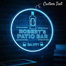 定制霓虹灯酒吧招牌，个性化酒吧招牌，USB LED灯，酒吧/男士专属空间墙面装饰招牌，定制招牌礼品，个性化礼品，定制LED霓虹灯卧室装饰招牌，优雅霓虹灯姓名招牌婚礼派对家居装饰