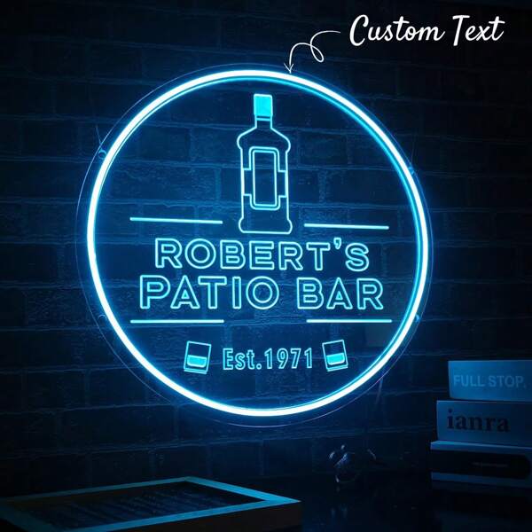 Señal de neón personalizada de bar, señal de bar personalizada, luces LED USB, señal para pub, bar, cueva de hombre, decoración de pared, regalo de señal personalizada, regalos personalizados, señales de neón LED personalizadas, decoración de dormitorio, decoración de habitación, señal de nombre de neón estética para boda, fiesta, decoración del hogar