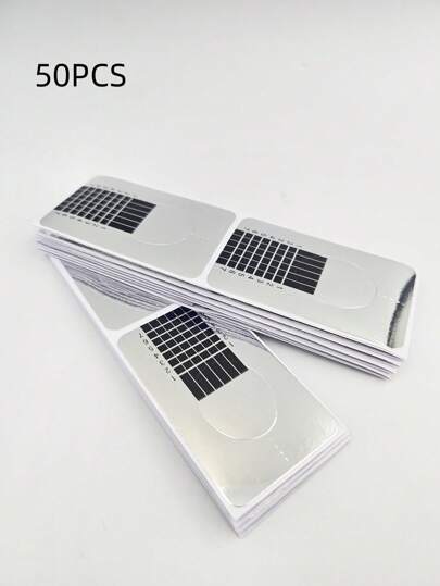 50 piezas de moldes de extensión de uñas rectangulares y en forma de herradura, formas de papel de extensión de uñas, formas de papel de uñas de cristal en forma de herradura, herramientas de arte de uñas, adecuadas para extensiones de uñas acrílicas y de gel UV en forma de C, pegatinas guía de herramientas de extensión de uñas