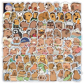 [Waterproof Stickers] Capybara Stickers Set - 60pcs Adorable Waterproof DIY Stickers For Planners, Notebooks, Office Supplies,School Supplies,Back To School