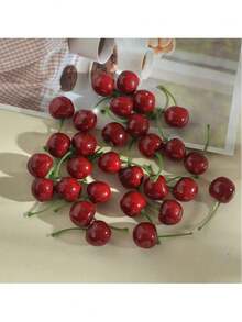10pcs Artificial Cherry, Faux Cherries For Home Party, Desktop Decor, Birthday, Fruit Party Decoration, Scene Setting, Graduation Ceremony, Room Home Decor, Holiday Celebration, Theme Party, Photography Props Christmas Decorations Room Decor Christmas