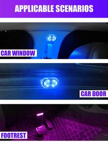 EIGIIS 1/2pcs Wireless Car Interior LED Lights, 6 High Brightness LED Beads, Portable USB Rechargeable, 5 Color Options - Multicolor - View 8