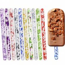30 支可重复使用的彩色亚克力冰棒棍、蛋糕棒、冰淇淋棒、工艺棒、巧克力棒棒糖架 - 可重复使用的 DIY 冰棒棍，带有有趣的设计