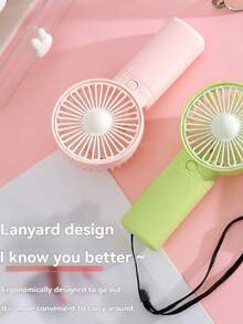 1 pieza Ventilador de mano mini unisex para pareja, alimentado por batería (Batería no incluida), ventilador portátil de enfriamiento de verano, con soporte, diseño minimalista de unicolor, adecuado para uso diario - Multicolor - Ver 2