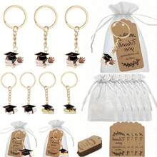 15Pcs Graduation Keychain Gift With Thank You Tags And White Organza Bags Universal & Graduation Occasion Graduation Gifts