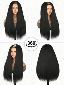 14inch/24inch U Part Synthetic Fiber Hair Wigs For Women Glueless Upgrade U Part Wigs Natural Color Straight Hair Wigs Beginner Friendly None Lace Front Wigs For Women Christmas New Year Carnival Music Festival Use