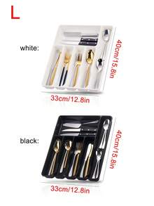 1pc Cutlery Organizer Box, Silverware Storage Box, Kitchen Drawer Storage Tray, Flat Utensil Organizer, Made Of Plastic PP Material, Suitable For Kitchen Countertop, Cabinet Drawers, Cutlery, Chopsticks, And Tool Separation Storage - Large (15.8*12.8in) - View 3