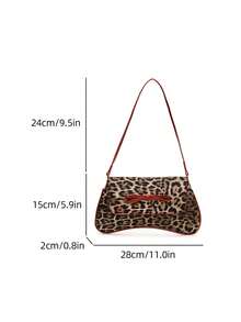 This New Shoulder Bag Features A Simple And Stylish Design, Decorated With A Leopard Print Pattern And Striking Color Contrast. It Has A Foldable Design, Allowing It To Be Used As Both A Clutch And A Shoulder Bag. It Is Perfect For Daily Outings, Shopping, Office, Parties, Vacations, And Short Trips. Its Burgundy Color Is Very Versatile. - Red - View 5
