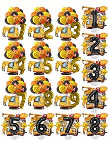 17pcs Excavator Design Decorative Balloon,Christmas - Multicolor - View 1