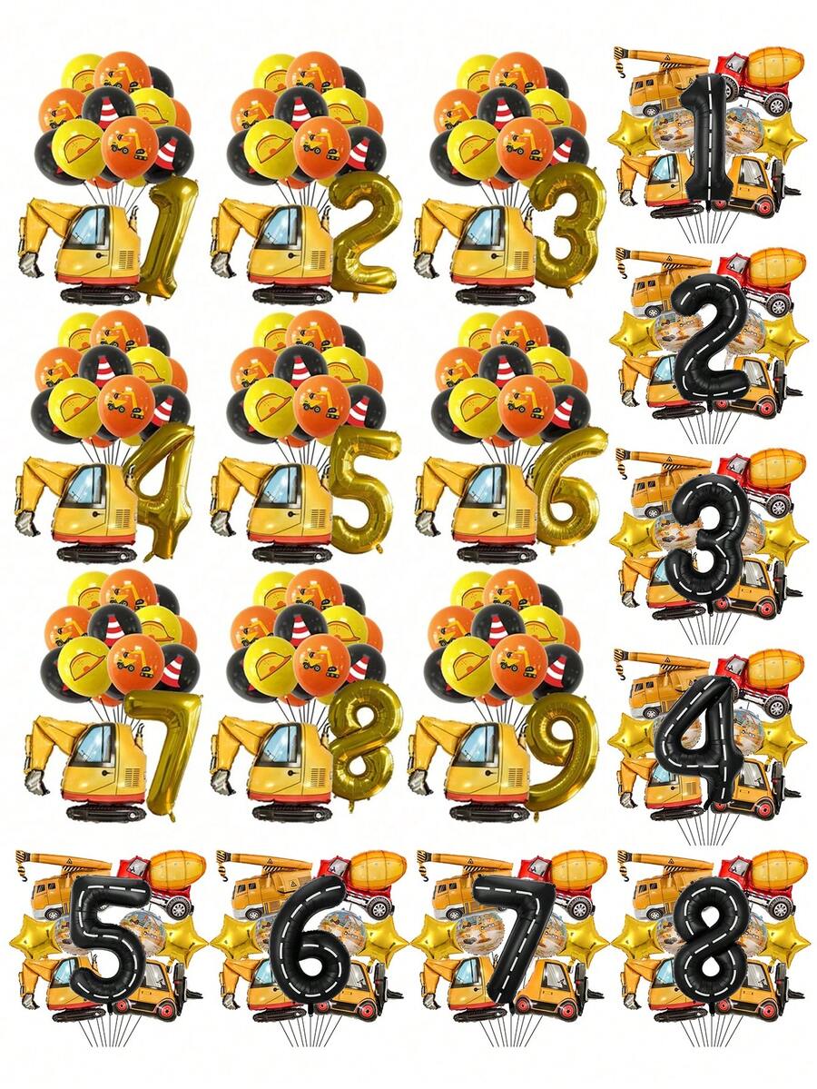 17pcs Excavator Design Decorative Balloon,Christmas - Multicolor - View 1
