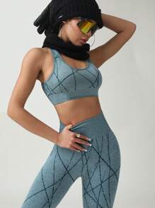 Seamless Women Sports Bra & High Waist Tummy Control Yoga Pants Set, Supportive & Shock-Absorbent