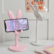 1-Piece Creative Cartoon Mobile Phone Bracket, Cute Cartoon Rabbit Bear Little Yellow Duck Flat Universal Mobile Phone Desktop Bracket Adjustable Telescopic Lifting Slouchy Bracket, Gifts For Children And Girlfriends, Birthday Gifts For Women, Valentine's Day Gifts. Suitable For Desktops