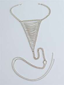Fashionable Sexy Multi-Layer Crystal Waist Chain, Exaggerated Jewelry Accessory For Nightclub Party Bikini - Silver - View 3