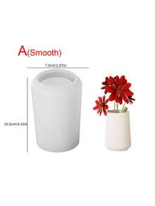 DIY 条纹光滑圆形花瓶模具，适用于石膏、粘土、混凝土的硅胶模具，手工笔筒、化妆刷架，树脂工艺品家居装饰 - 白色 - 查看 9