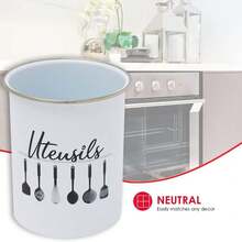 Home Basics Metal Utensil Holder With Steel Rim | Fun Graphics & Colors | Durable Stainless Steel | Weighted Base | Great For Q - CH37731 - View 5
