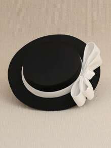 Women's Elegant Church Hat, French Fashion Hat, Bridal Mini Hat, British Style Hat, Lady's Fascinator Hat, Retro Hat, Bow Hat, Birthday Party Headdress, Party Dress Hat, Black Hat, Racing Hat, Formal Dress Hat, Large Hat