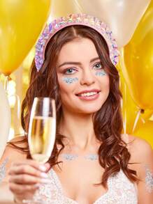 1 pieza - Diadema luminosa con LED, diadema con laser brillante, diadema fluorescente, accesorio para el cabello de vestido de fiesta de festival para mujeres