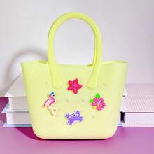 1pc New Ocean Life Silicone Hollow Pouch DIY Parent-Child Handbag, Storage Hollow Hole Purse, Phone Bag, Beach Bag, Suitable For Outings - Beach Bag Type C - View 13