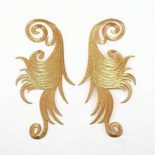 1 Par De Remendos Adesivos De Derretimento Quente Da Flor Do Bordado Da Cor Dourada Para O Vestido De Casamento Floral Applique Remendo Traje Decorar - Ouro - Ver 6
