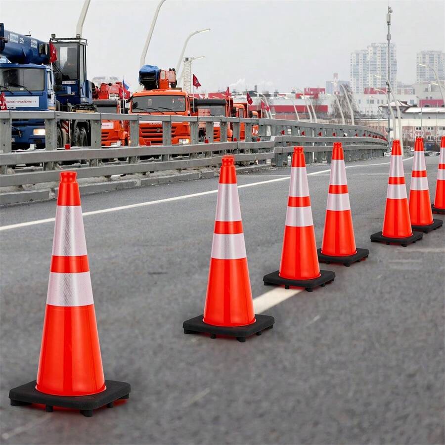 Traffic Cones 28",Safety Cones, PVC Orange Safety Road Parking Cones With 2 Reflective Collars,Hazard Construction Cones For Home Traffic Parking