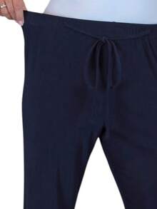 Paulo Due Womens Straight Leg Elasticated Waist Trouser - Navy Blue - View 3