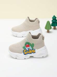 Infant Toddler Fun Shark Print Breathable Non-Slip Athletic Shoes, All Season Wear - Beige - View 2