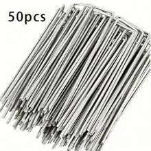 20/50pcs Galvanized Steel Outdoor Turf Ground Nails, U-Shaped Ground Nails, Anti-Grass Cloth Garden Ground Nails, Insert Soil Fence U-Shaped Fixer
