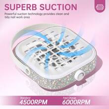 CHRISTINE SHELLY Nail Dust Collector, Mini Type-C Diamond Vacuum Fan Dust Collector For Beginner With 30PCS Cotton, Powerful Dust Suction Machine Manicure Pedicure Tool For Acrylic Nail Polishing,Home - kim cương trắng - Xem 1