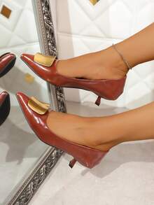 2025 New French Pointed Toe High Heels Women Shoes, Delicate Quality Elegant Lady Kitten Heel Pumps, Basic Fashion Style - Brown - View 4